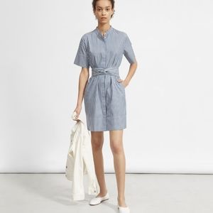 Everlane Cotton Collarless Belted Shirtdress